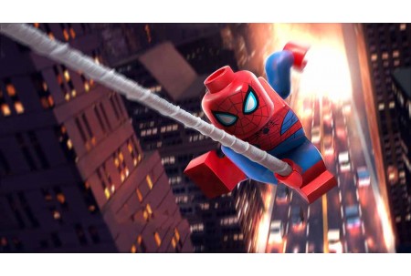 Лего-супергерой - Спайдермен в полете над городом