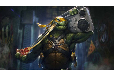 Черепашка-ниндзя Микеланджело на улице Черепашка-ниндзя Микеланджело на улице