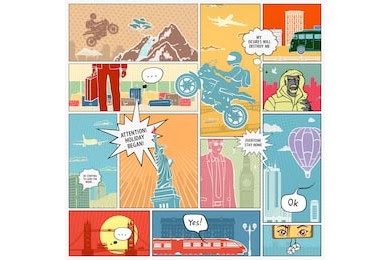 Концепция макета страницы комиксов о странах мира