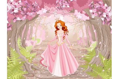 Красивая рыжеволосая принцесса на фоне леса