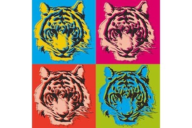 Арт иллюстрация тигров в стиле поп-арт