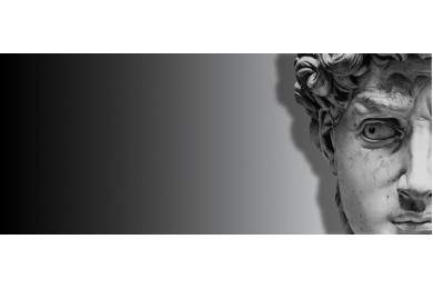 Античное лицо статуи Давида черное-белое