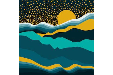 Абстрактный пейзаж ночное небо в неоновых тонах Абстрактный пейзаж ночное небо в неоновых тонах