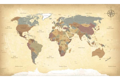 Текстурированная винтажная карта мира