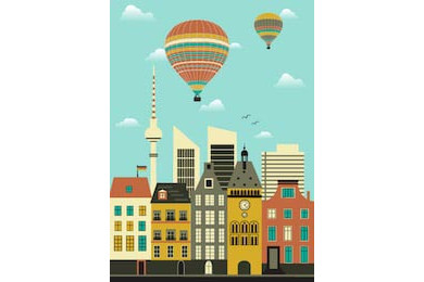 Яркие воздушные шары над городом