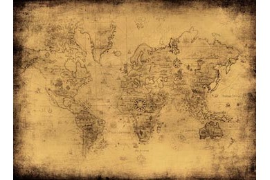 Древняя карта мира на пожелтевшем пергаменте
