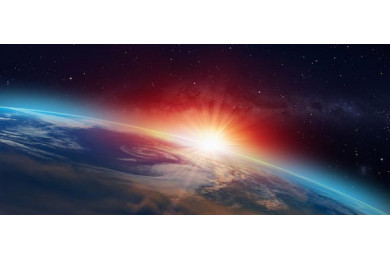 Планета Земля с захватывающим закатом Планета Земля с захватывающим закатом