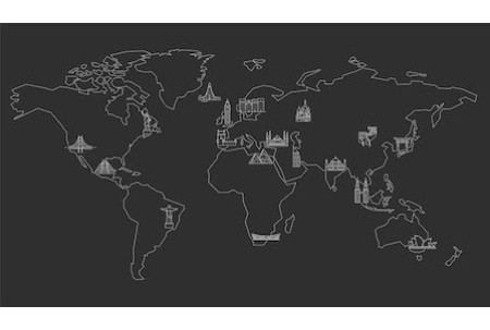 Карта мира с известными достопримечательностями