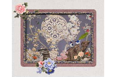 Картина в китайском стиле в рамке на текстурном фоне