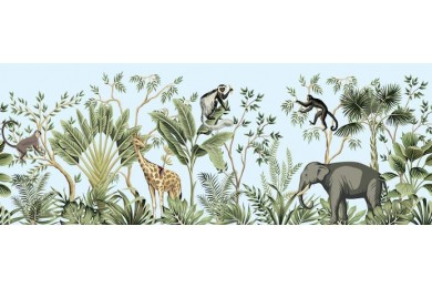 Животные в тропическом лесу с банановыми деревьями