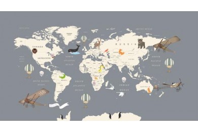 3D дизайн детской карты мира с животными
