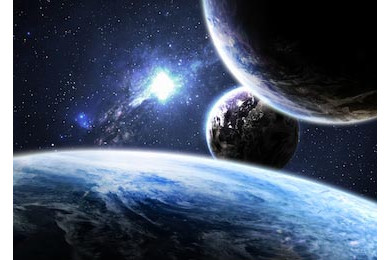 Планета Земля и ее спутники в космосе