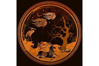 Древнегреческая живопись - олень и старое дерево