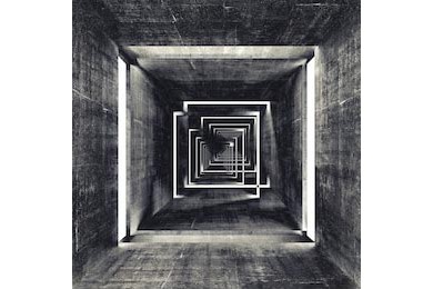 Абстрактный темный бетонный туннель 