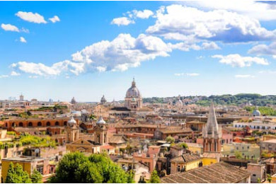 Панорамный вид на Рим и базилику Святого Петра Панорамный вид на Рим и базилику Святого Петра