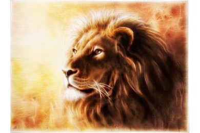 Аэрографический портрет с изображением льва