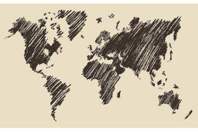 Карта мира векторная иллюстрация, ручной эскиз Карта мира векторная иллюстрация, ручной эскиз