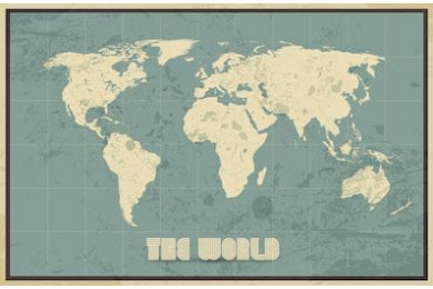 Винтажная карта мира с гранжевой текстурой