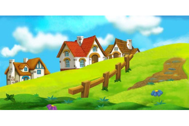 Мультяшный фон сельской деревни