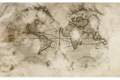 Карта Старого мира в красивом фоне с цветами