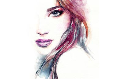 Женское лицо. Акварельная живопись, фэшн иллюстрация Женское лицо. Акварельная живопись, фэшн иллюстрация