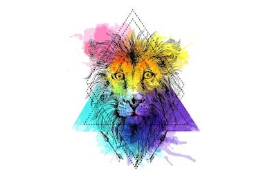 Нарисованная вручную иллюстрация льва в стиле бохо