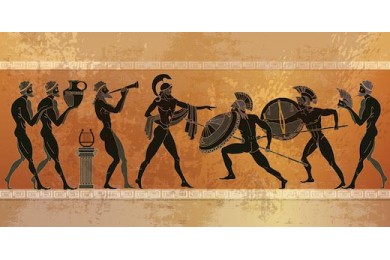 Древнегреческая живопись -  воины Спарты
