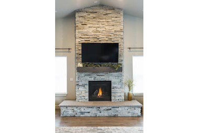 Современный камин из дикого камня Современный камин из дикого камня