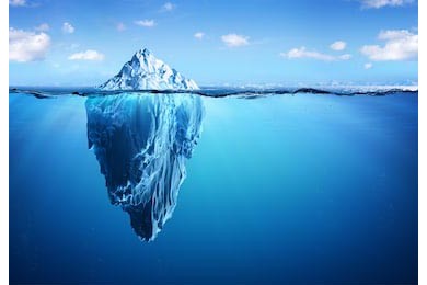 Айсберг - над водой и скрытой частью под водой