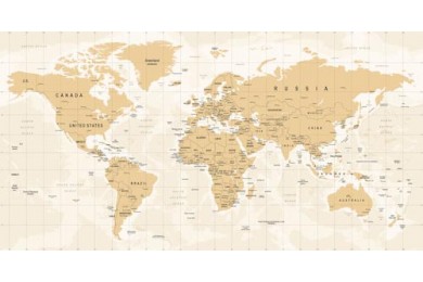 Винтажная детальная карта мира в теплых тонах