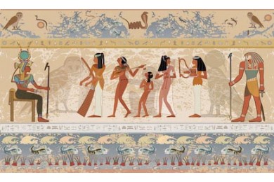 Древне Египетские боги и фараоны на фреске