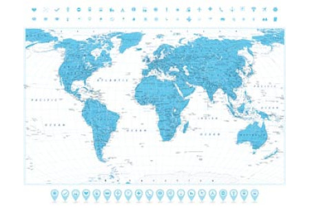 Карта мира с иконками навигации подробная и большая