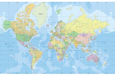 Политическая карта мира в проекции Меркатора Политическая карта мира в проекции Меркатора