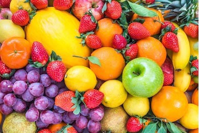 Красочный фон свежих спелых фруктов