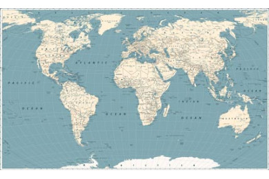 Ретро-карта мира и основные государственные дороги