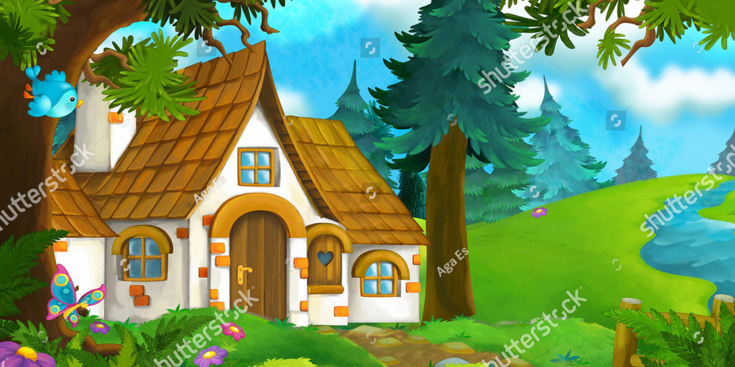 Дом в лесу мультяшный