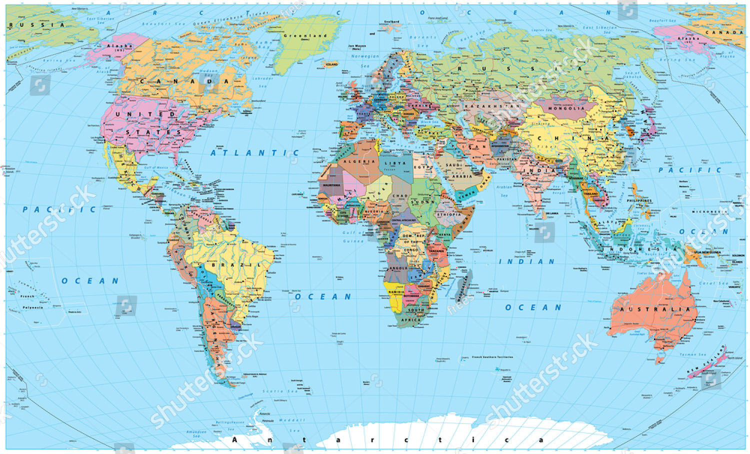 Карта мира онлайн с границами стран