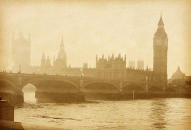 Здания парламента с башней Биг Бена в Лондоне винтаж