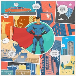 Страница из комиксов с главным героем суперменом
