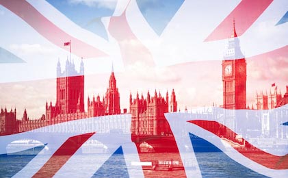 Двойная экспозиция флага Великобритании и Биг-Бена