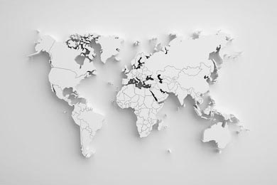 Белая 3D карта мира с тенями