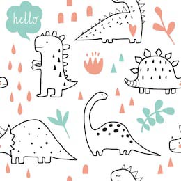 Детский рисунок симпатичных динозавров на белом фоне