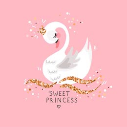 Мультяшная принцесса-лебедь с короной