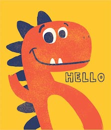 Милый нарисованный оранжевый динозаврик на фоне
