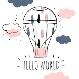 Воздушный шар «Hello world» в скандинавском стиле
