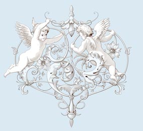 Декоративные элементы гравюры с ангелочками 