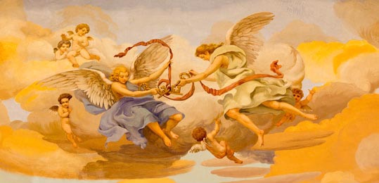 Фреска ангелов с символическими ключами