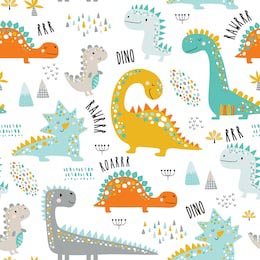  Симпатичные забавные детские динозавры на белом