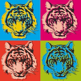 Арт иллюстрация тигров в стиле поп-арт