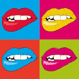 Постер с разноцветными губами в стиле поп-арт